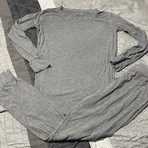 Little Sleepies 2 piece Gray Ribbed Bamboo Pajamas. Size 12/14